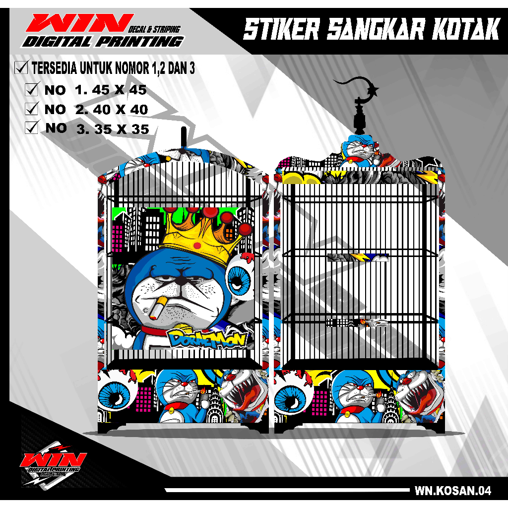 Stiker Decal Sangkar Burung Kotak, Kosan, Persegi, Ebod No. 1, 2, 3 Sangkar kacer,pentet