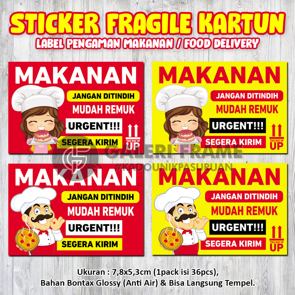 STICKER FRAGILE KARTUN UNTUK PENGAMAN MAKANAN || FRAGILE FOOD DELIVERY