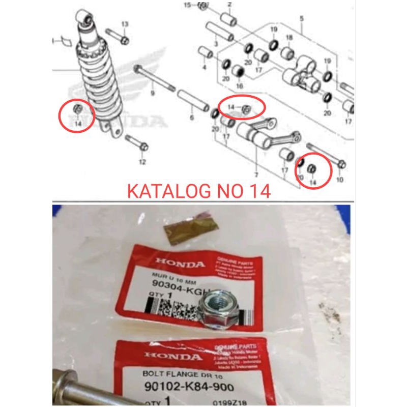 mur unitrek crf150 original U 10mm Part: 90304KGH901