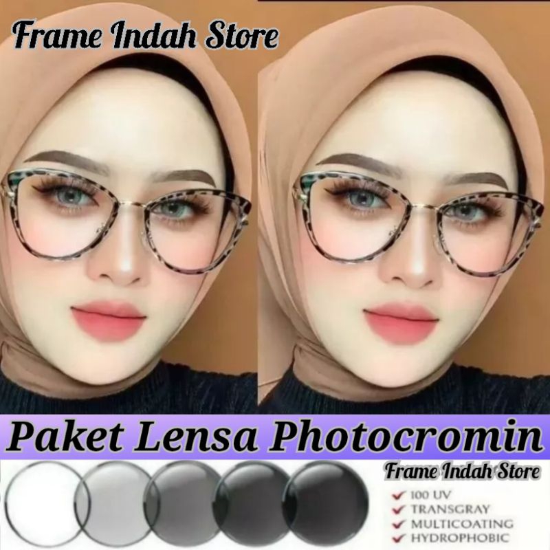 Frame Kacamata Photocromic | Kacamata Minus Antiradiasi (Paket Frame + Lensa) Kacamata J8506