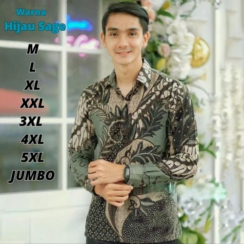 Baju Batik Warna Sage Green Batik pria lengan panjang 2023 batik pria dewasa mewah 2023