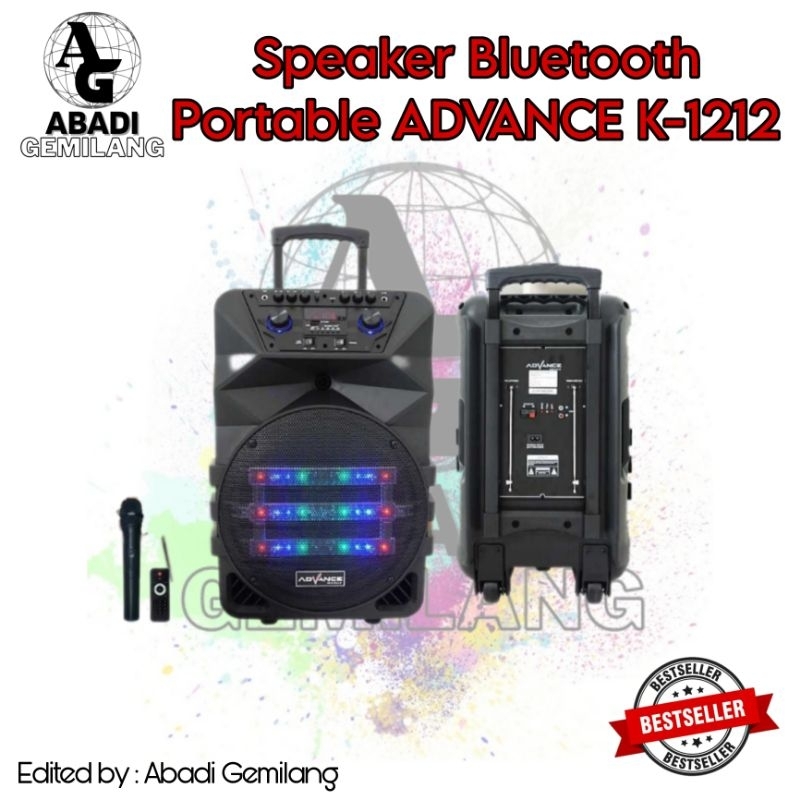 Speaker Bluetooth Portable ADVANCE K-1212 12inch Free Mic/Speaker Advance K1212 ORI
