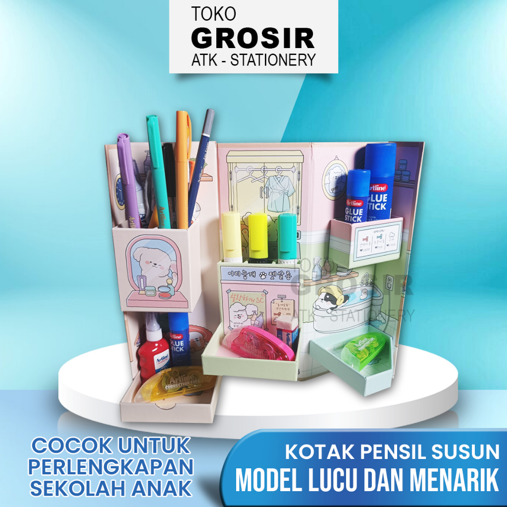 Kotak Pensil Karton Susun Karakter lucu-lucu ~ Toko Grosir ATK Stationery