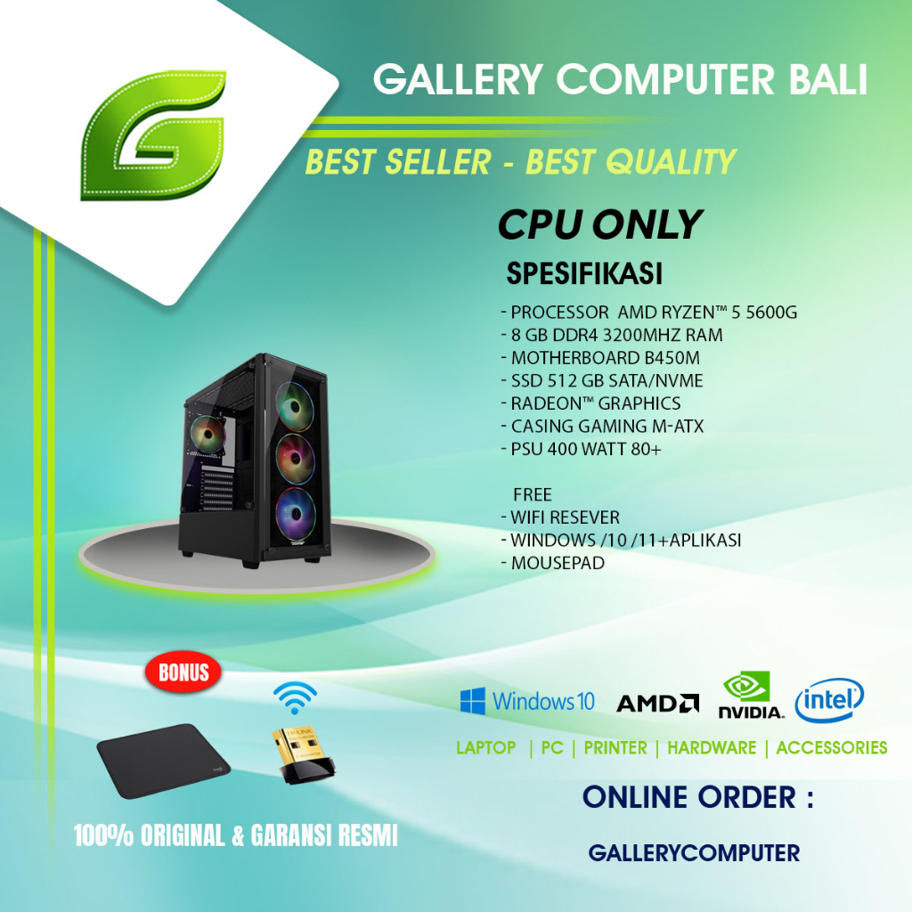 ( cpu only ) komputer pc rakitan ryzen 5 5600G