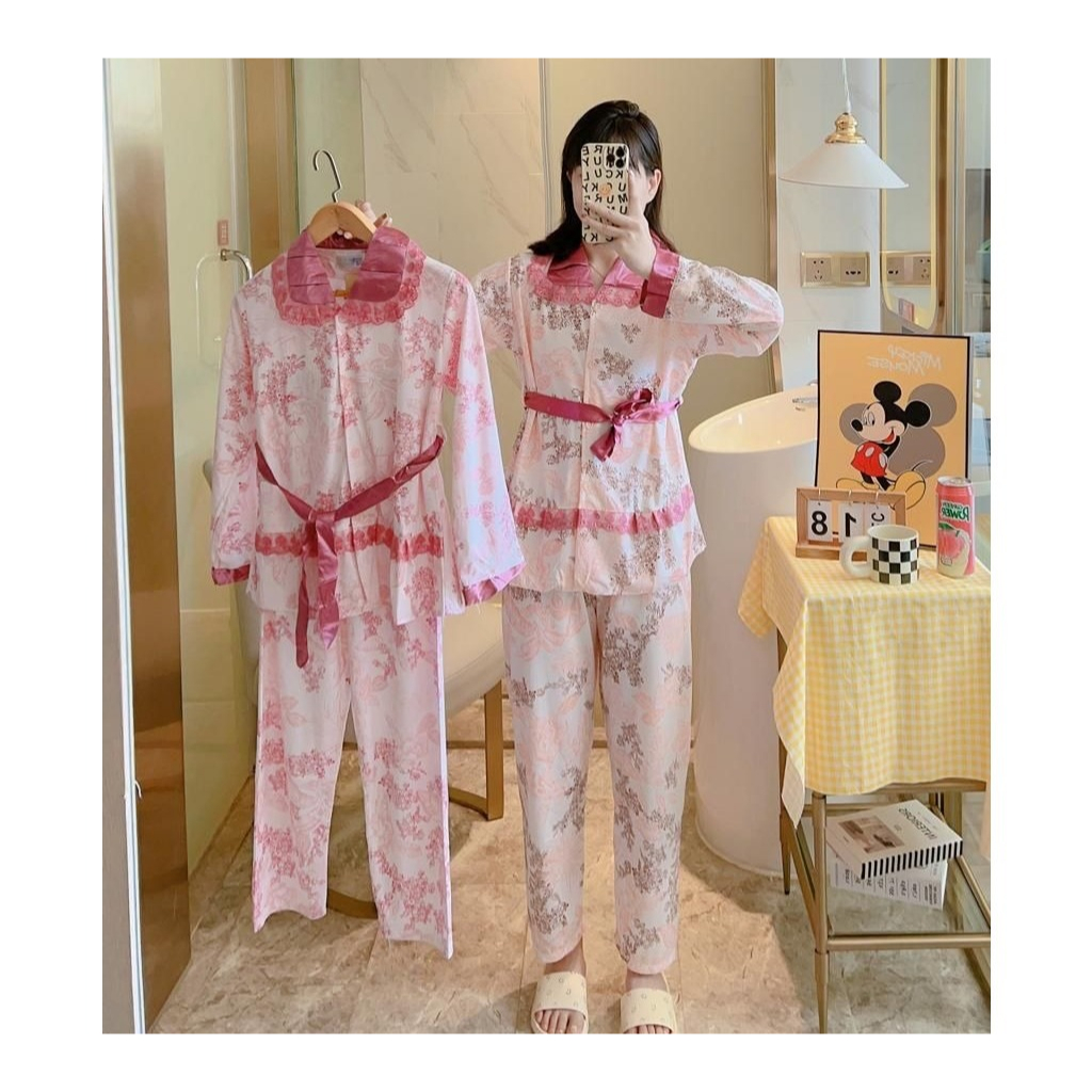 SETELAN PIYAMA IMPORT LUCU BUNGA RENDA KOREAN STYLE