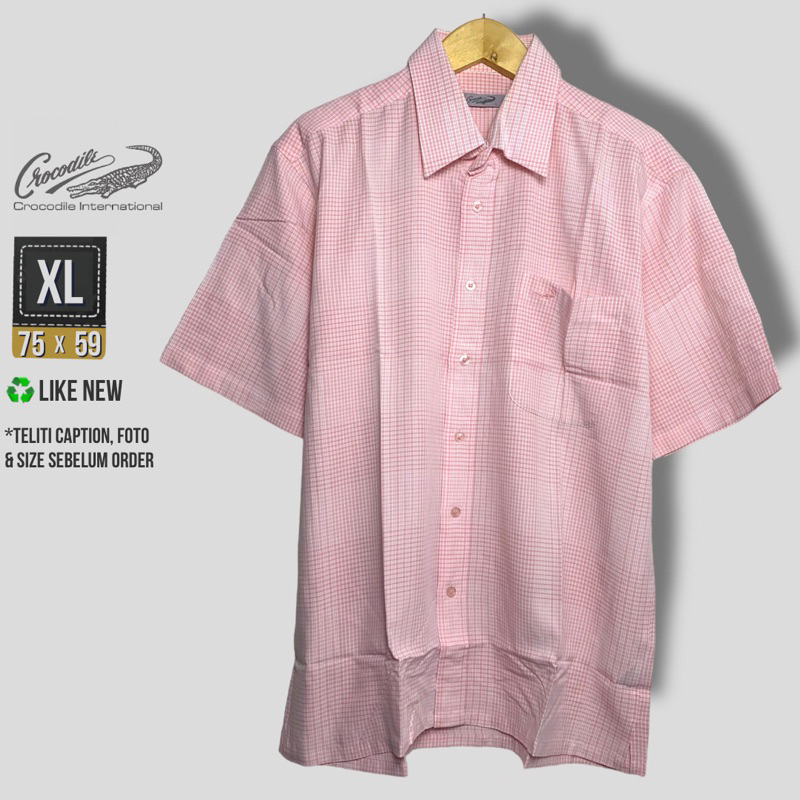 KEMEJA KOTAK PRIA CROCODILE PINK SIZE XL