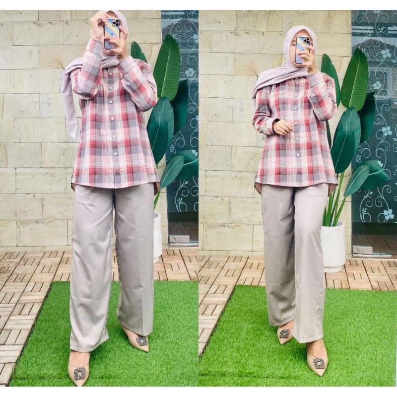 Oneset Katun triset || Dimara official || Dimara one set || kemeja kerja || baju kerja