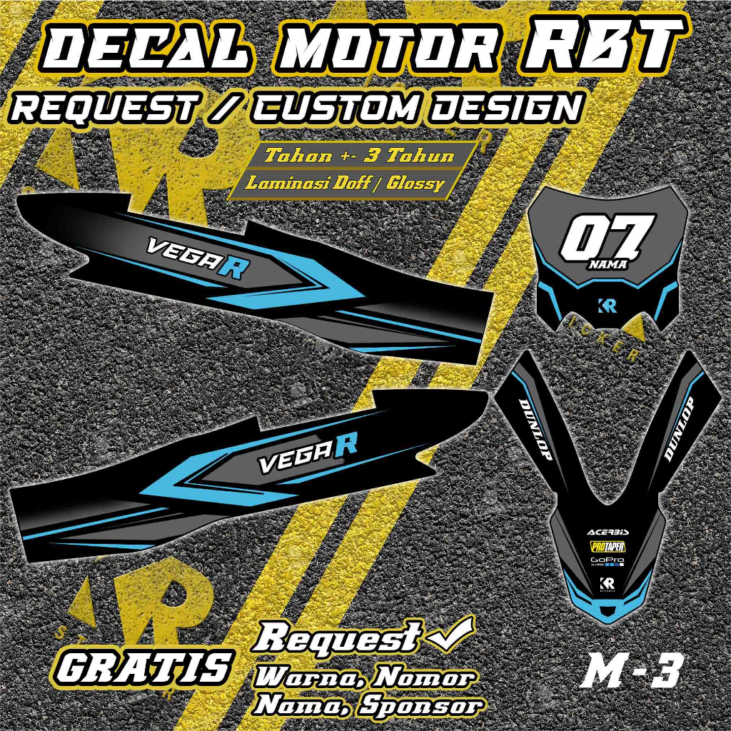 Stiker Decal Motor RBT sticker motor bebek trail Custom Desain | M3 | KR Sticker