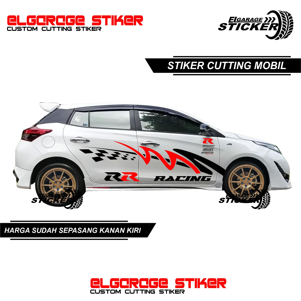 Stiker mobil toyota yaris stiker cutting variasi racing body samping mobil toyota yaris