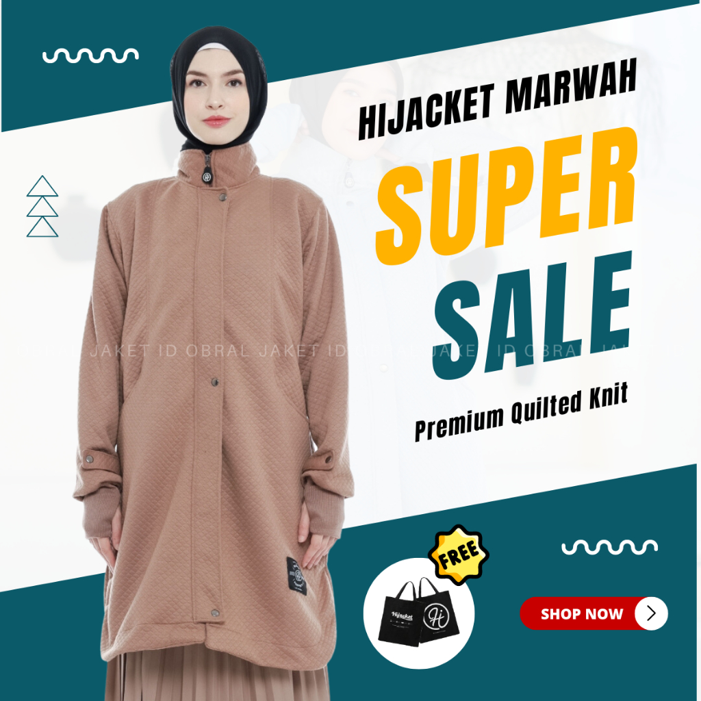 HIJACKET MARWAH Jaket Wanita Muslimah / Jacket Hijab Syari / Jaket Panjang Jumbo