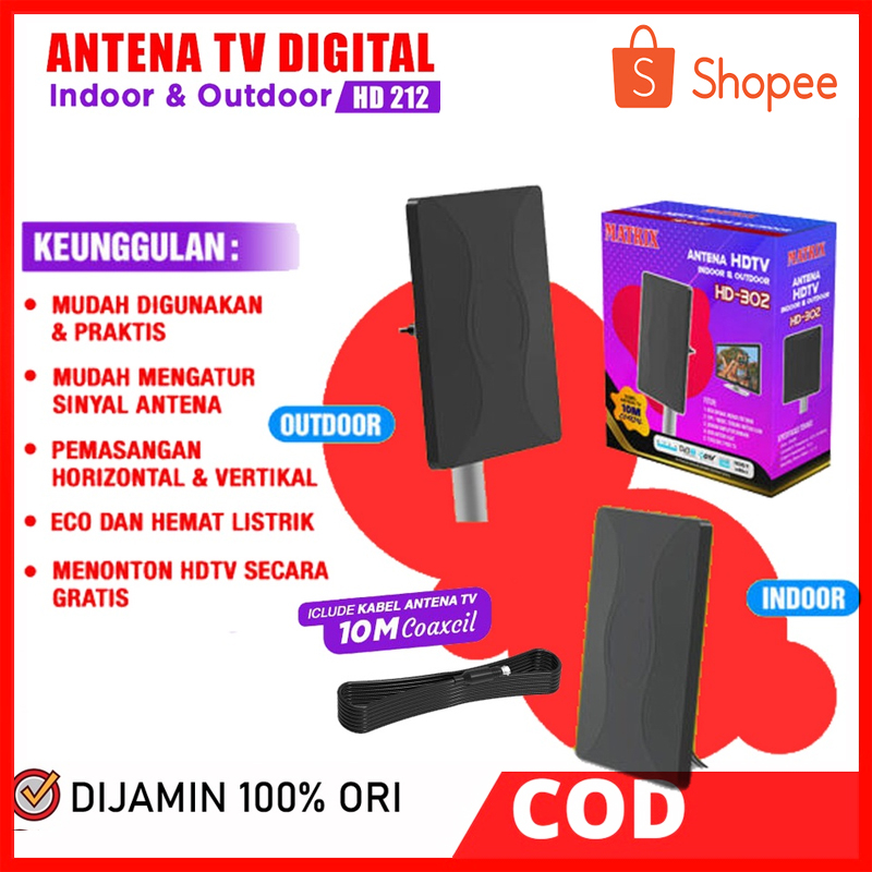 ANTENA TV DIGITAL / ANTENA SET TOP BOX OUTDOR UHF LUAR RUANGAN BOOSTER DAN POWER INSERTER + KABEL 10