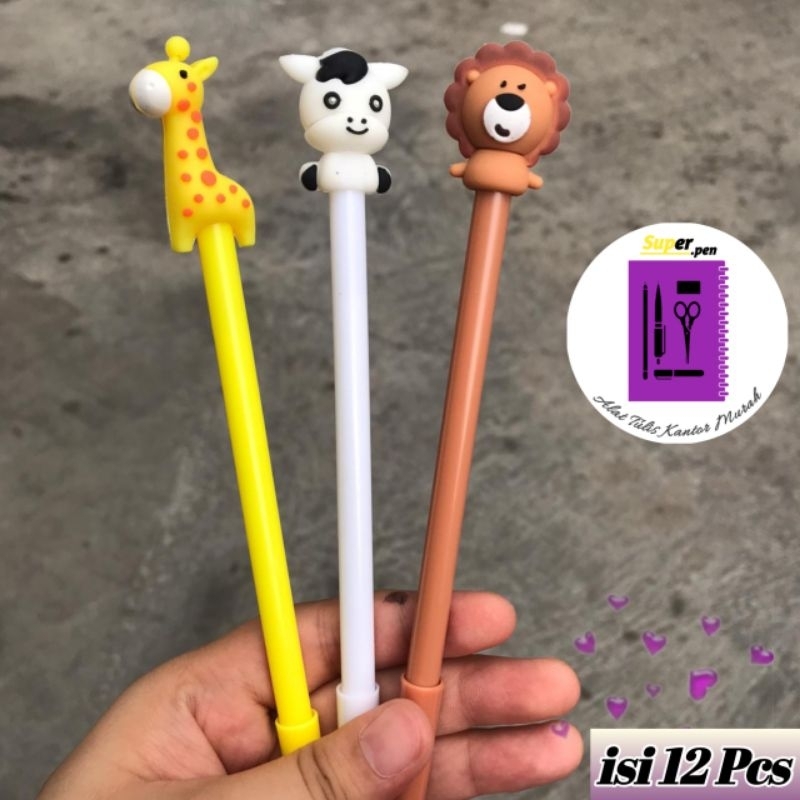 

Pulpen zoo 12 Pcs pen animal hewan kebun binatang Singa Jerapah pena pen kado unik ready Lucu stationery