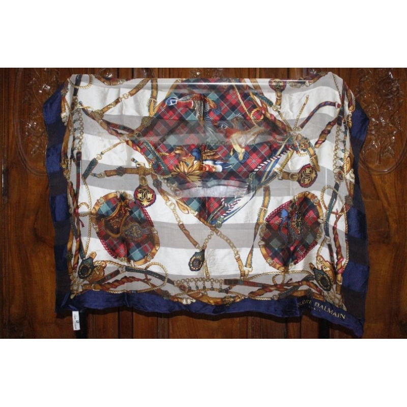 PIERRE BALMAIN Paris Scarf Shawl Silk Original Selendang Sutra Preloved