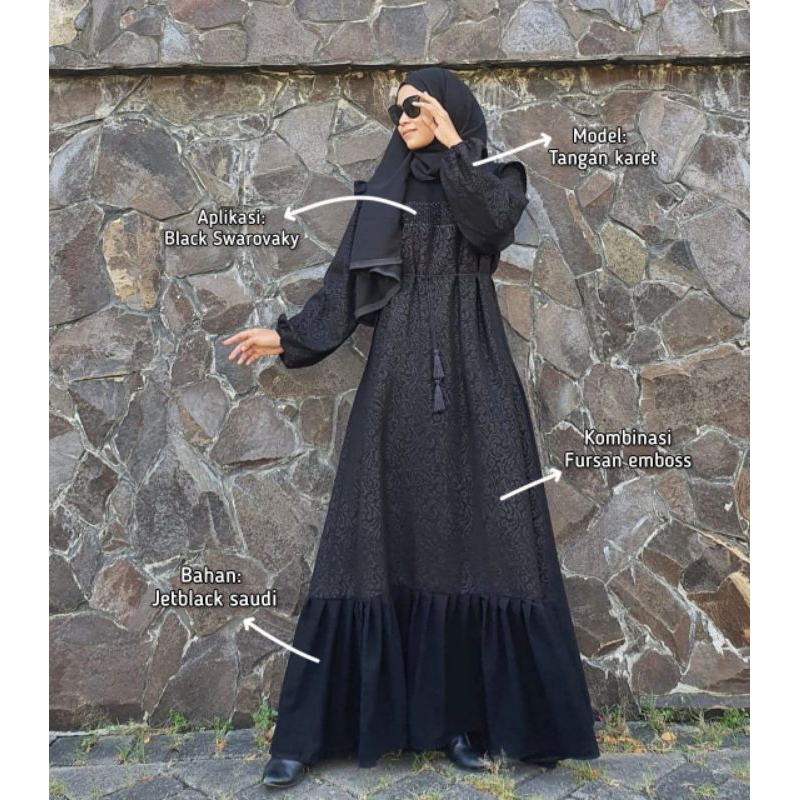 abaya dubai pesta nainawa fursan emboss