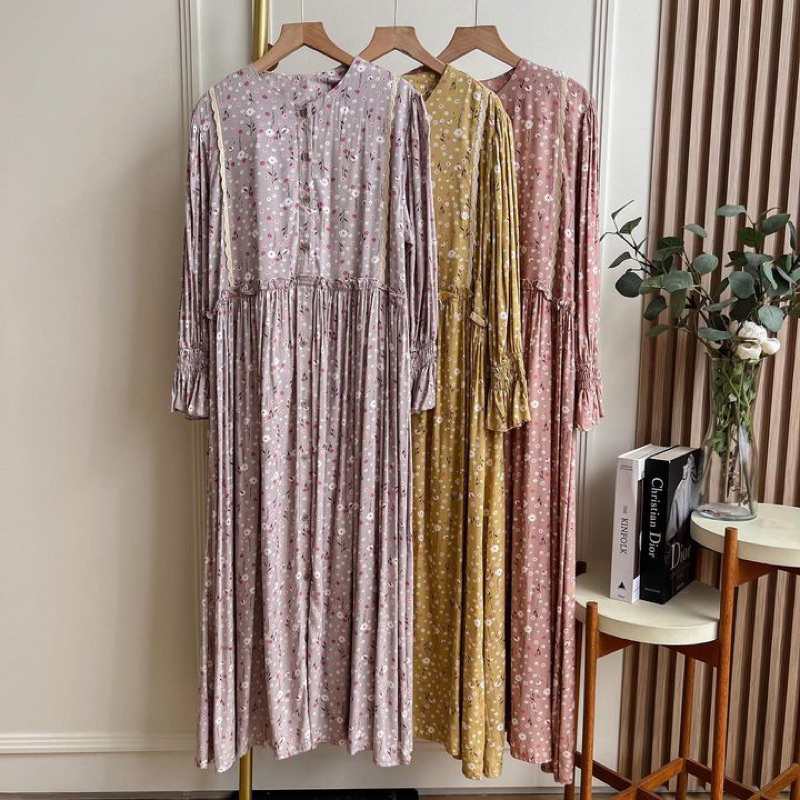 Maznaya Dress by Oclo | Dress gamis wanita motif bung