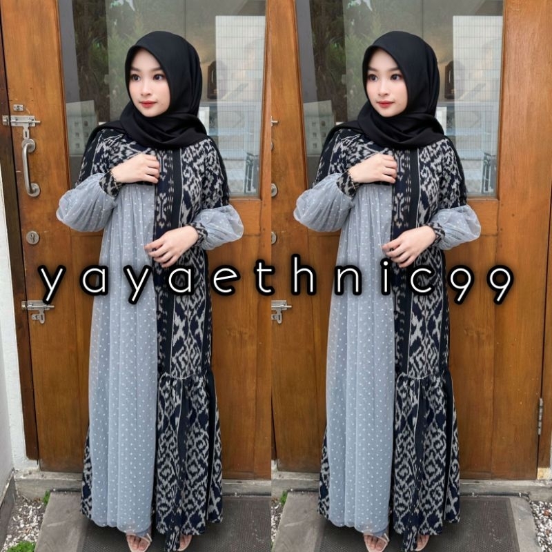 [READY STOK] Gamis raya tenun troso, gamis ethnic, raya gamis, dress raya, raya dress ethnic tenun