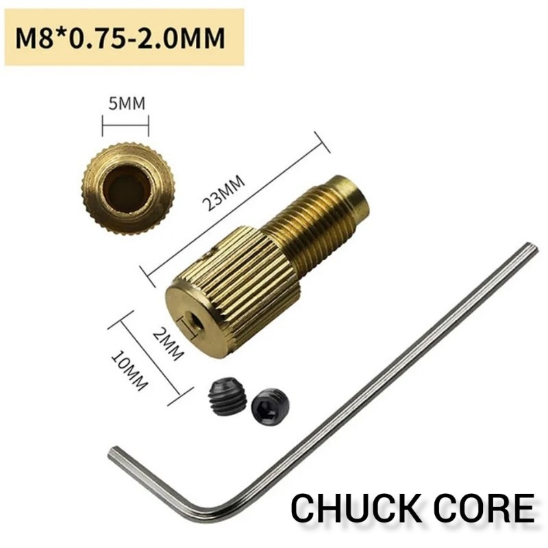 Mini Drill Chuck Collect Core Kepala Shaft Bor M8 Lubang Batang As 2mm 3.17mm
