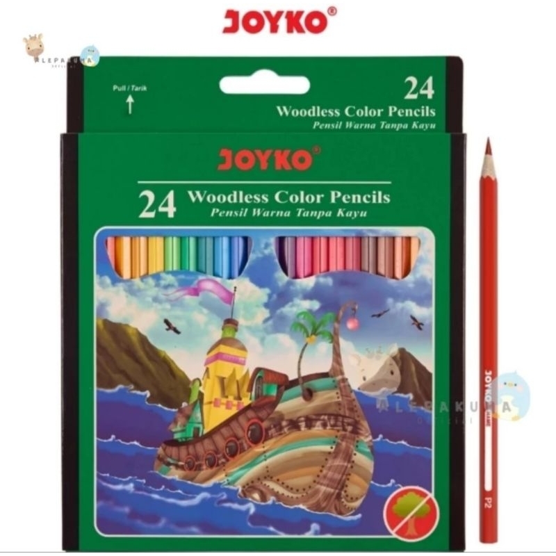 

Joyko Pensil Warna Woodless Color Pencils Hexagonal Grip 12, 24, 36 warna