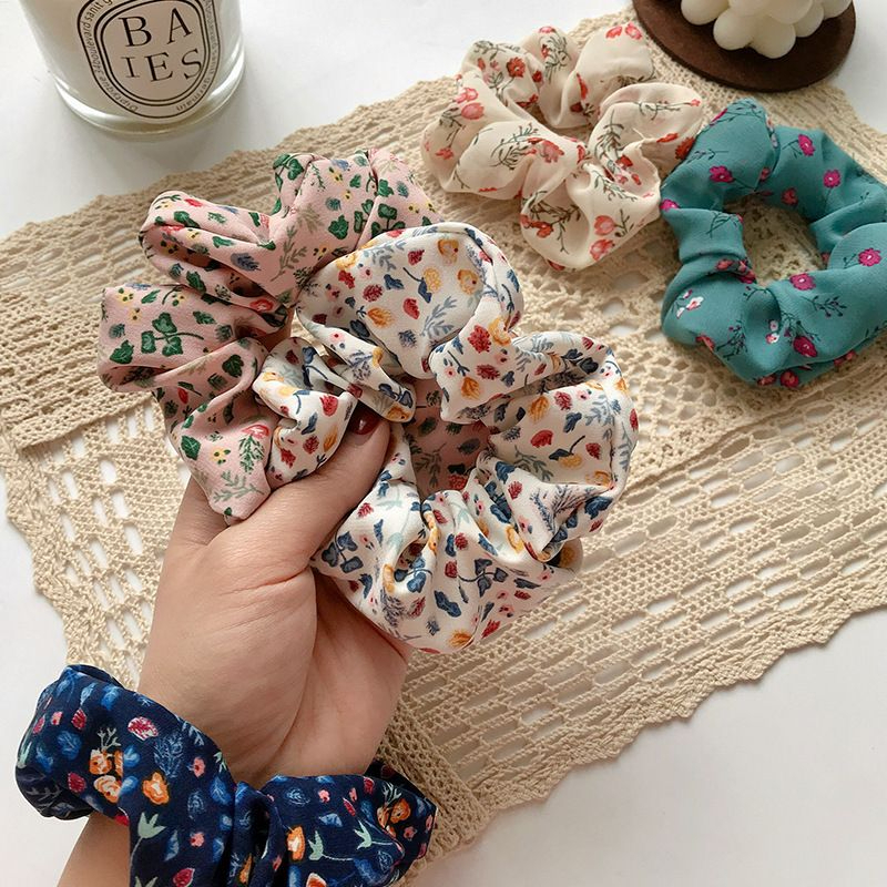 Ikat Rambut Elastis Motif Print Bunga Untuk Wanita/ Scrunchie Korea/ Cemol Import