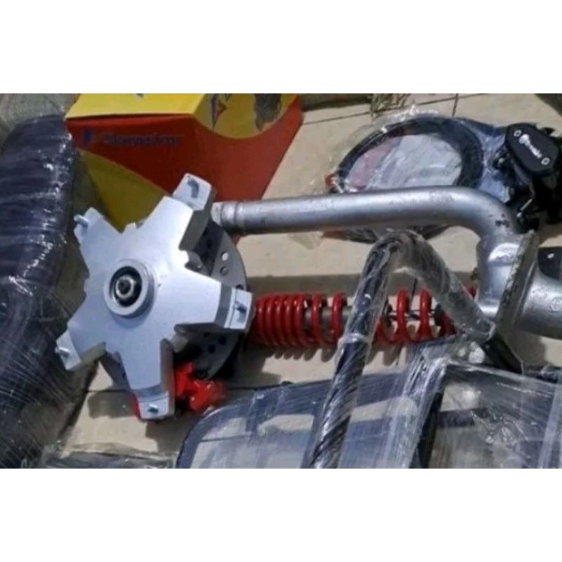 fork komplit shock dan cakram vespa px , excel , exclusive , super sprint