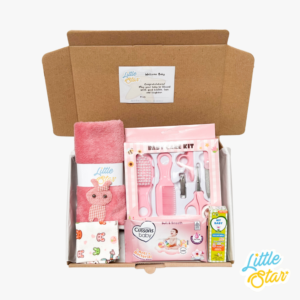 LS 5in1 Hampers Newborn Baby Care Gift Set Alat Perawatan Bayi Lahiran Handuk Bedong Bayi Baru Lahir Unisex Boy Girl