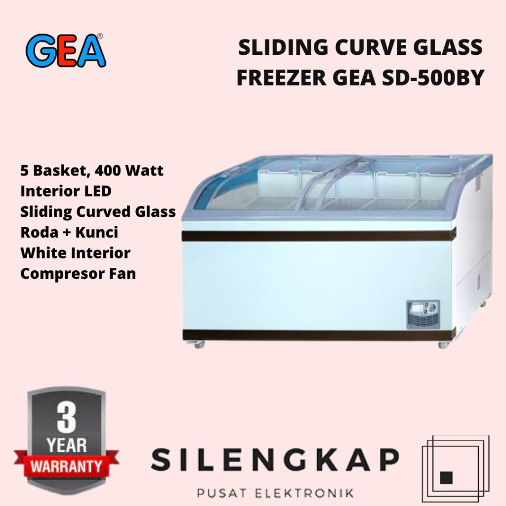 GEA SD-500BY Sliding Curve Glass Freezer Premium 500 L