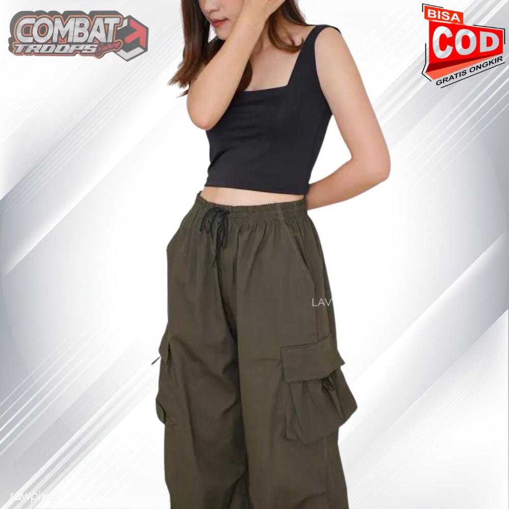 Celana Kasual Harajuku Kargo Teachwear Stretwear Wanita Cargo Pants Korean Style