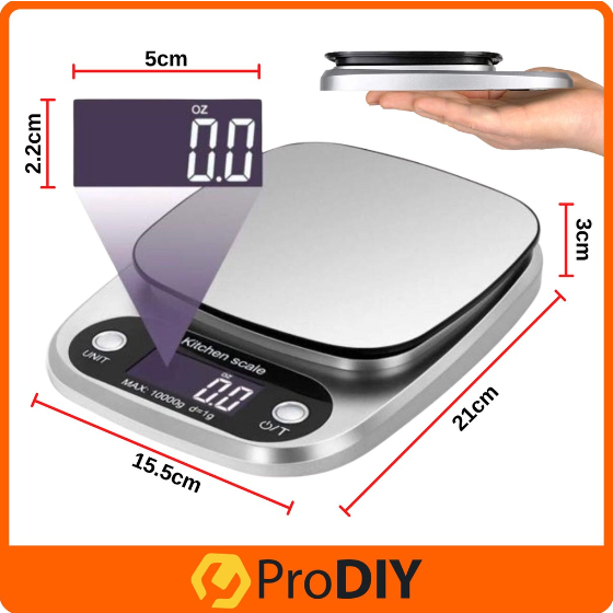 PRODIY Timbangan Dapur Digital 10Kg / Timbangan Kue Digital Dapur PREMIUM / Mini Kitchen Scale Timbangan Dapur Kopi Makanan