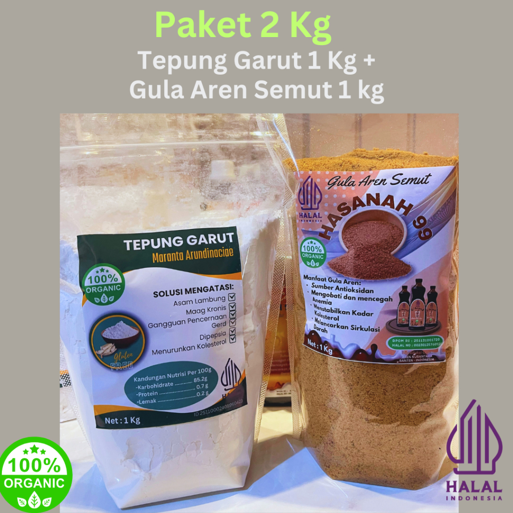 

Paket Tepung Garut Pati Garit 1kg dan Gula Aren 1 kg Hemat