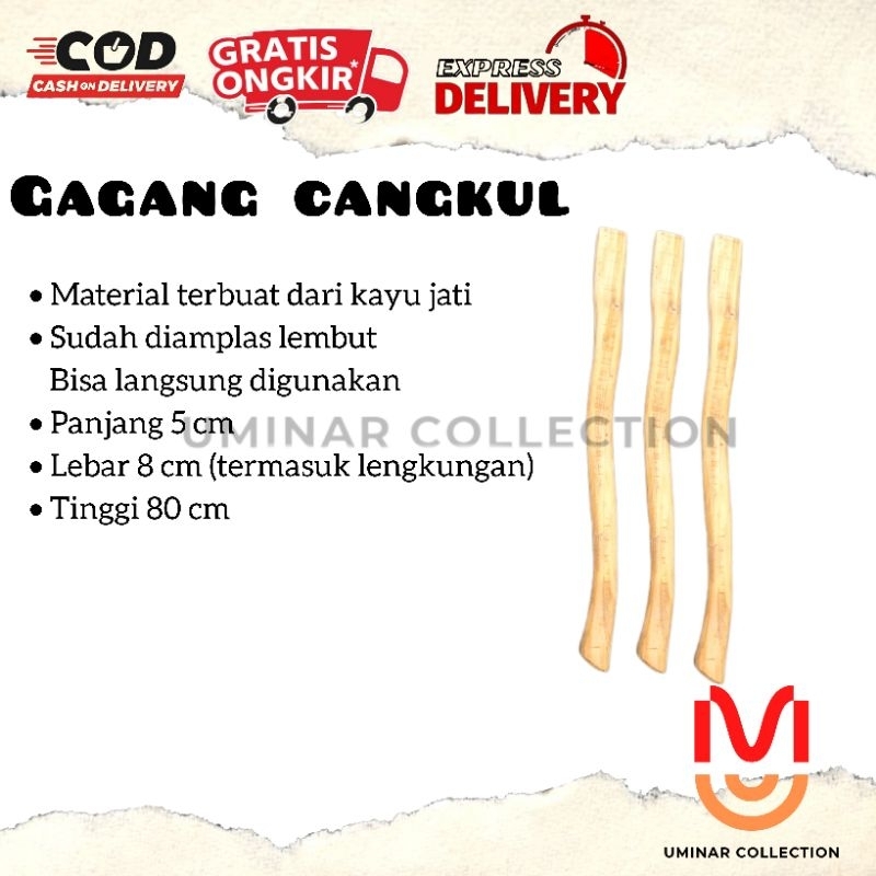 Gagang Cangkul Doran Kayu Jati | Pegangan Pacul Ganco Jawa Panjang