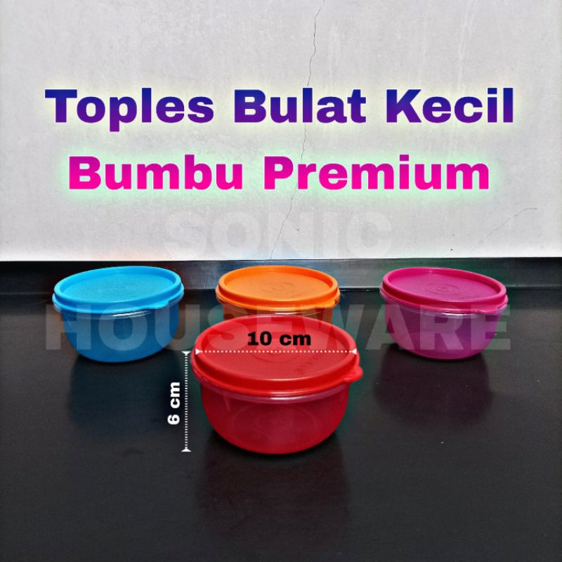 Toples Bulat Mini Kecil Wadah Tempat Penyimpanan Bumbu Sambal Garam Dapur Tutup Mpasi Bayi Warna Pla