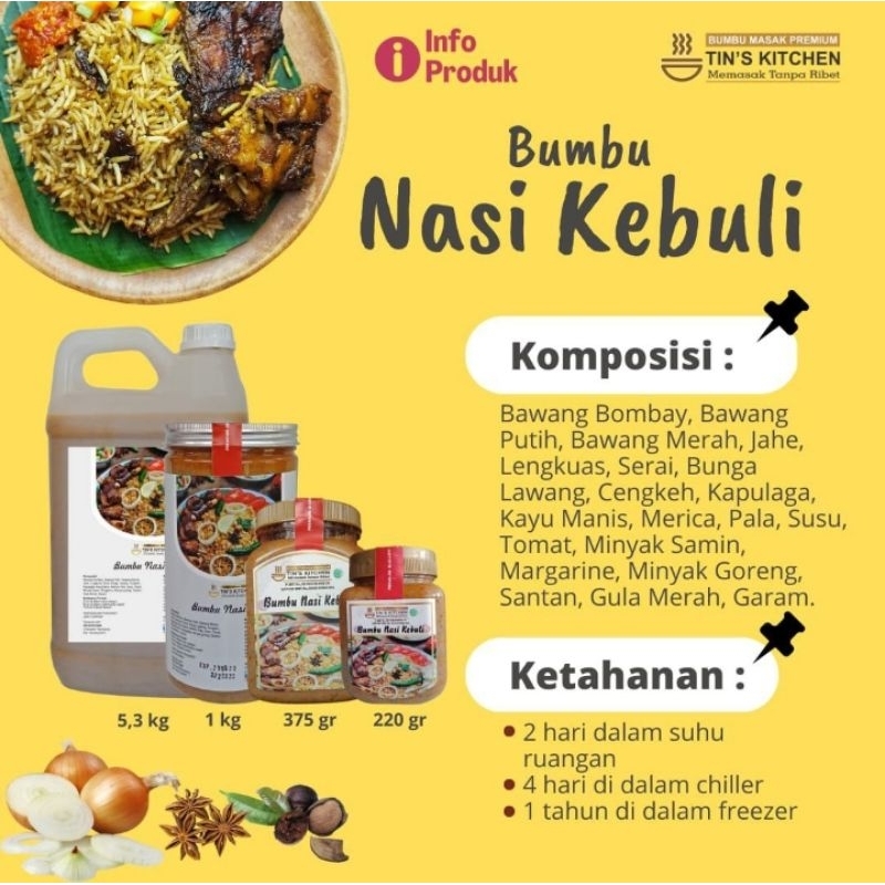 

Bumbu Nasi Kebuli Tins Kitchen 220 gr