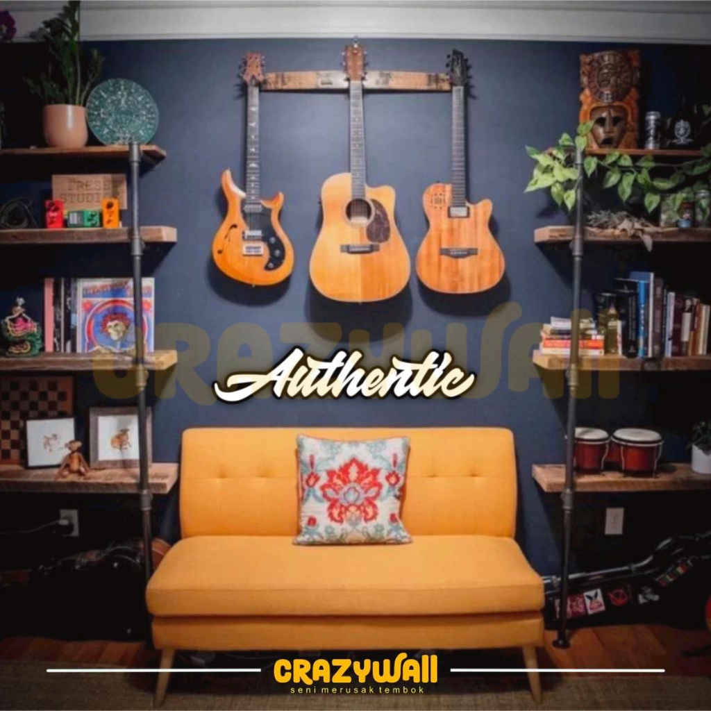 Hiasan dinding lettering “AUTHENTIC“ wall decor aesthetic kamar cewek kamar cowok