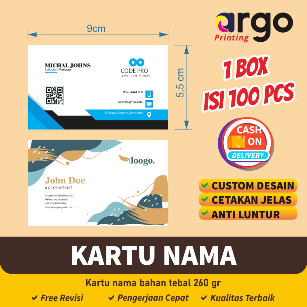 

Cetak Kartu Nama Isi 100 + Box / Business Card (1 box isi 100)