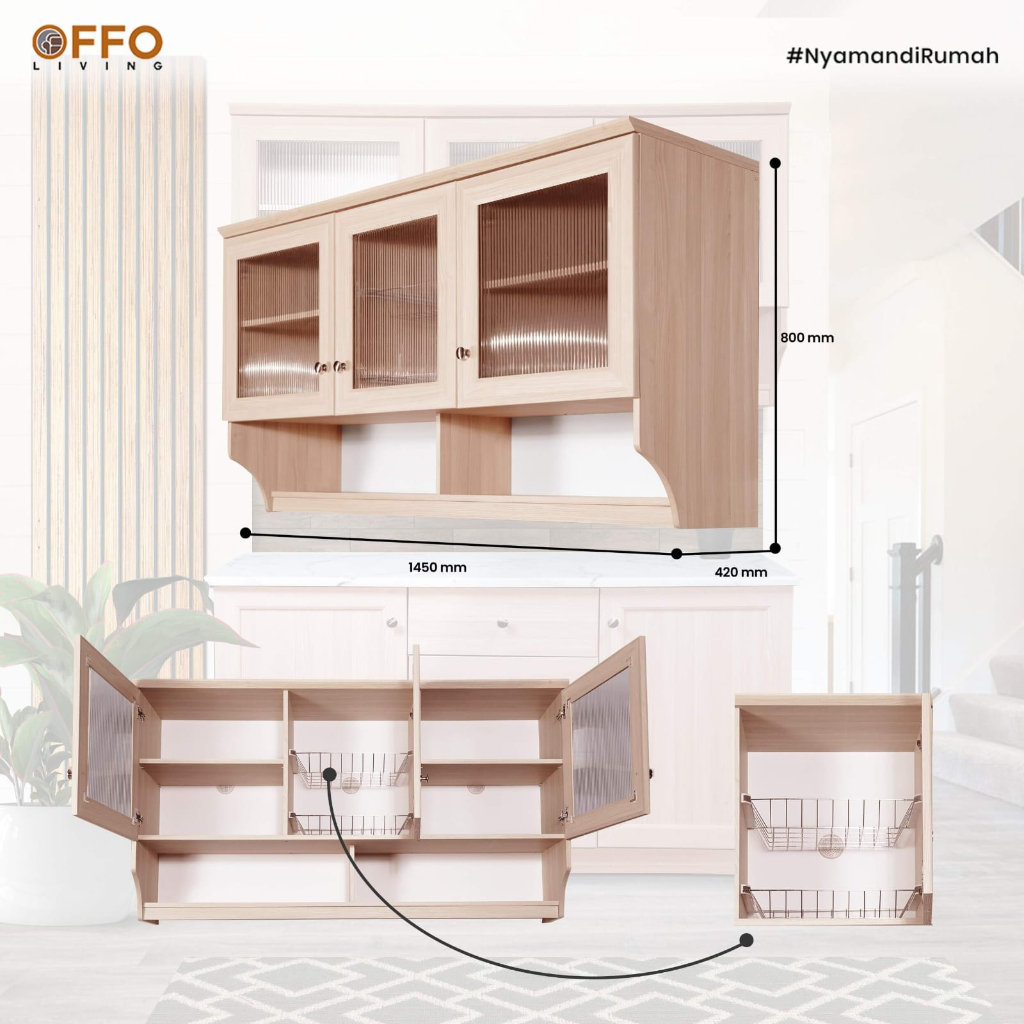 Offo Living - Kitchen Set Atas 3 Pintu Aileen