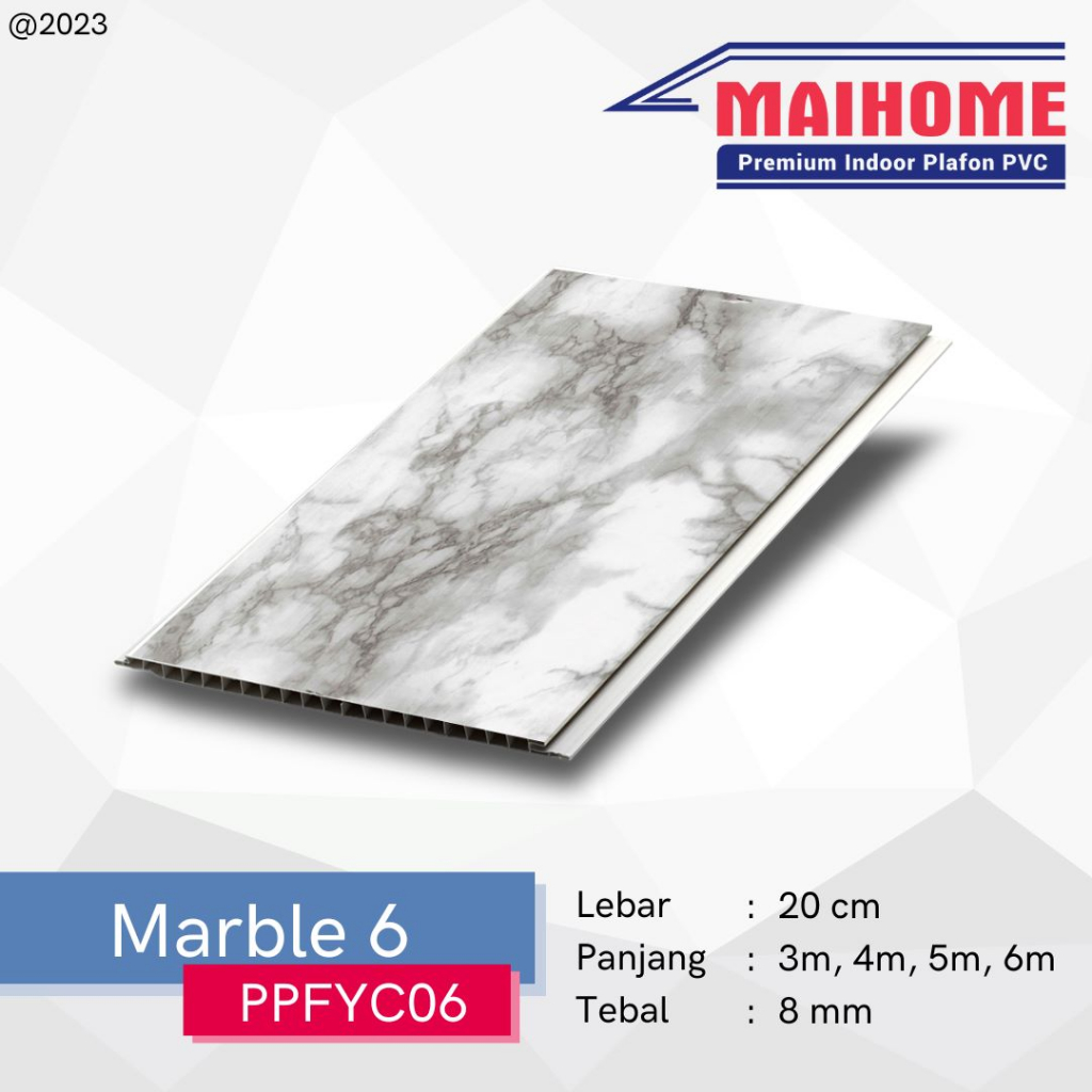 Plafon PVC Minimalis Motif Marmer Merk Maihome Marble 6 Ukuran 400cm x 20cm