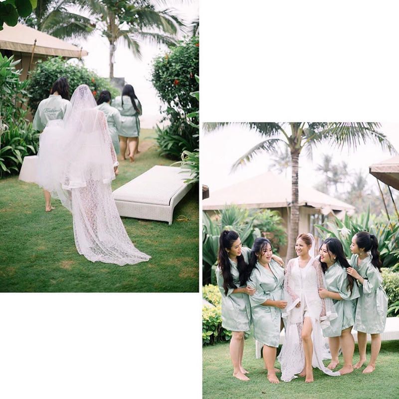 kimono bridesmaid sage green | kimono bride | robe