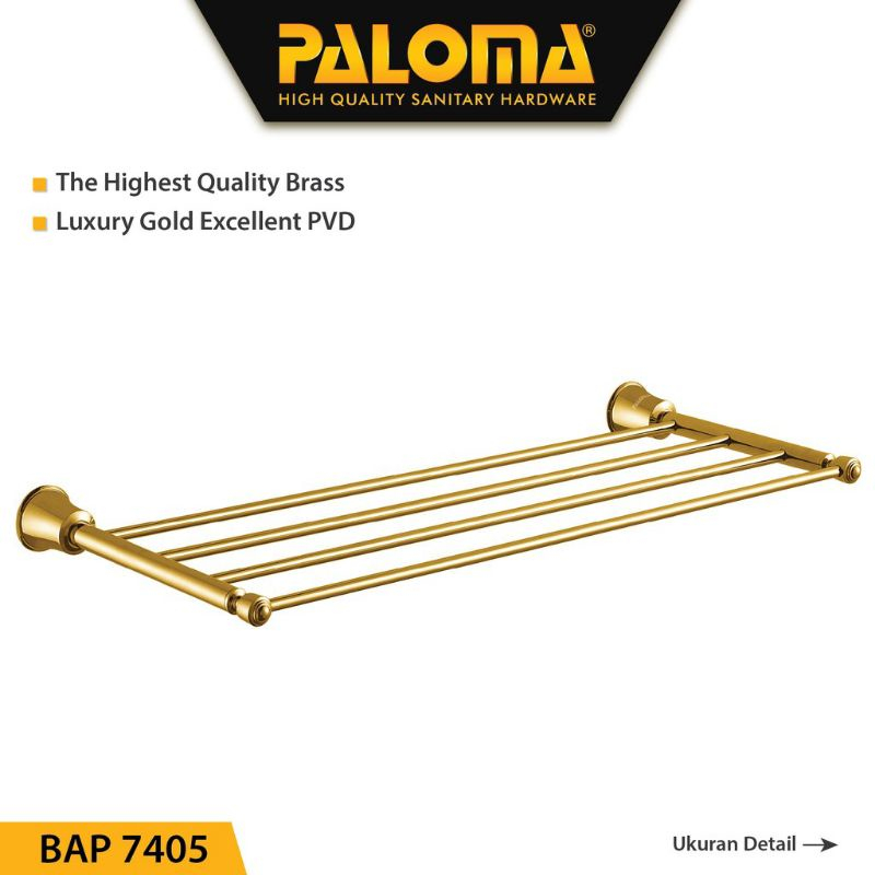 BAP 7405 PALOMA RAK HANDUK RAK TEMBOK KAMAR MANDI GANTUNGAN HANDUK BAJU BRASS GOLD