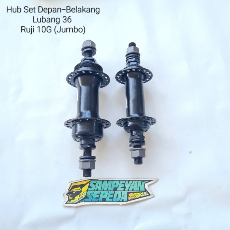 Hub Sepeda BMX Lubang 36 / 36H JUMBO Ruji 10G Bos Sepeda Depan Belakang Tromol Besar Besi Hitam