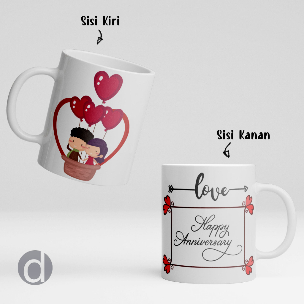 Mug Gelas Kado Custom Happy Anniversary