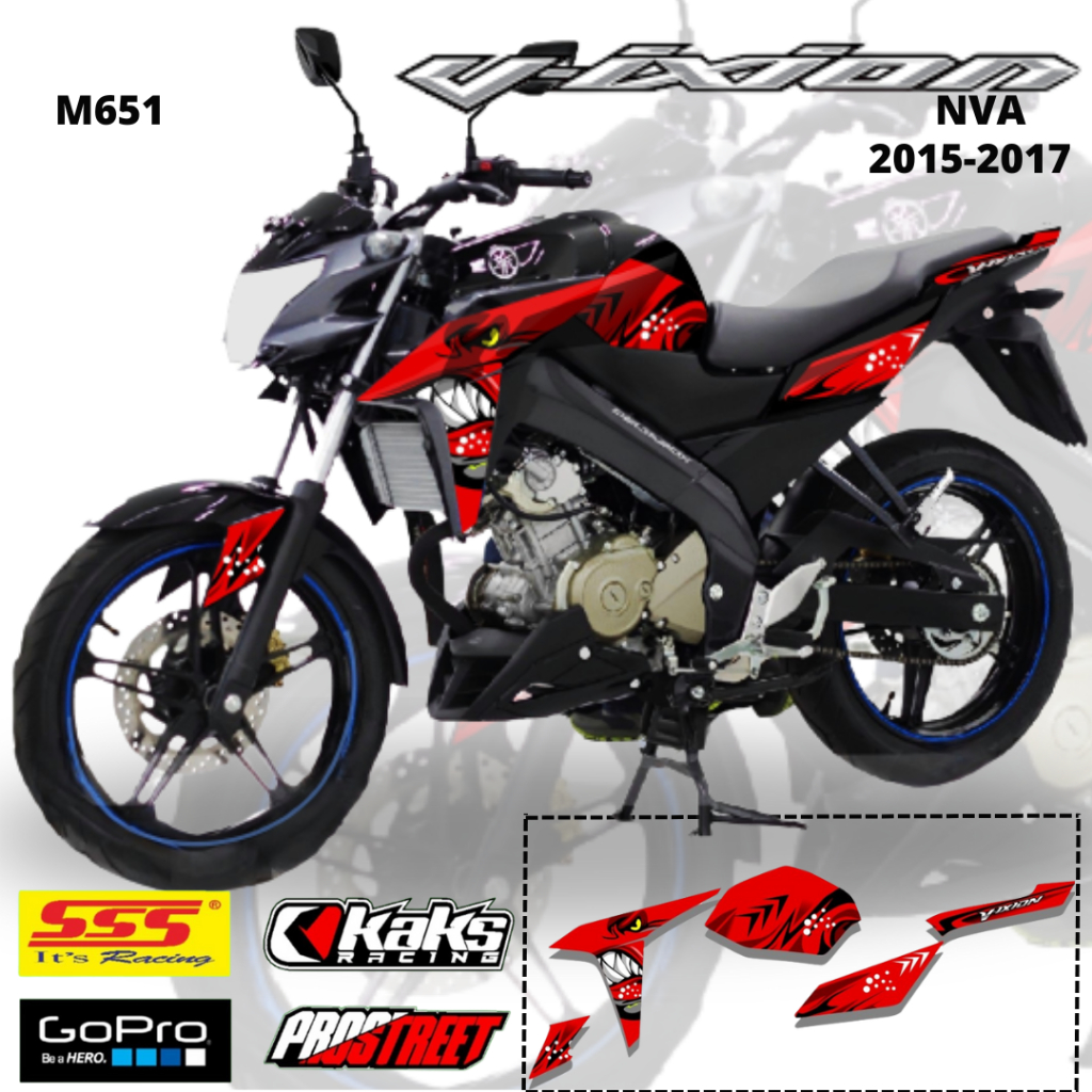 Sticker Lis Striping Variasi Sticker List Decal Semi Full Body Motor Yamaha Vixion Advanced NVA M651