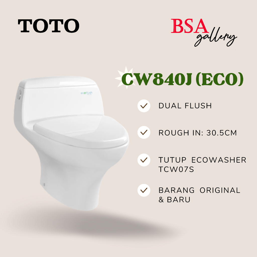 KLOSET DUDUK TOTO CW840J / KLOSET TOTO ORIGINAL TUTUP ECOWASHER