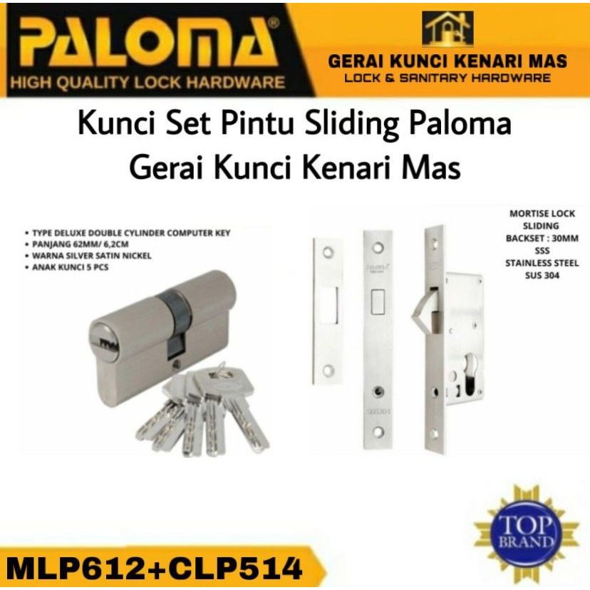 KUNCI SET PINTU SLIDING PALOMA CLP514+MLP612