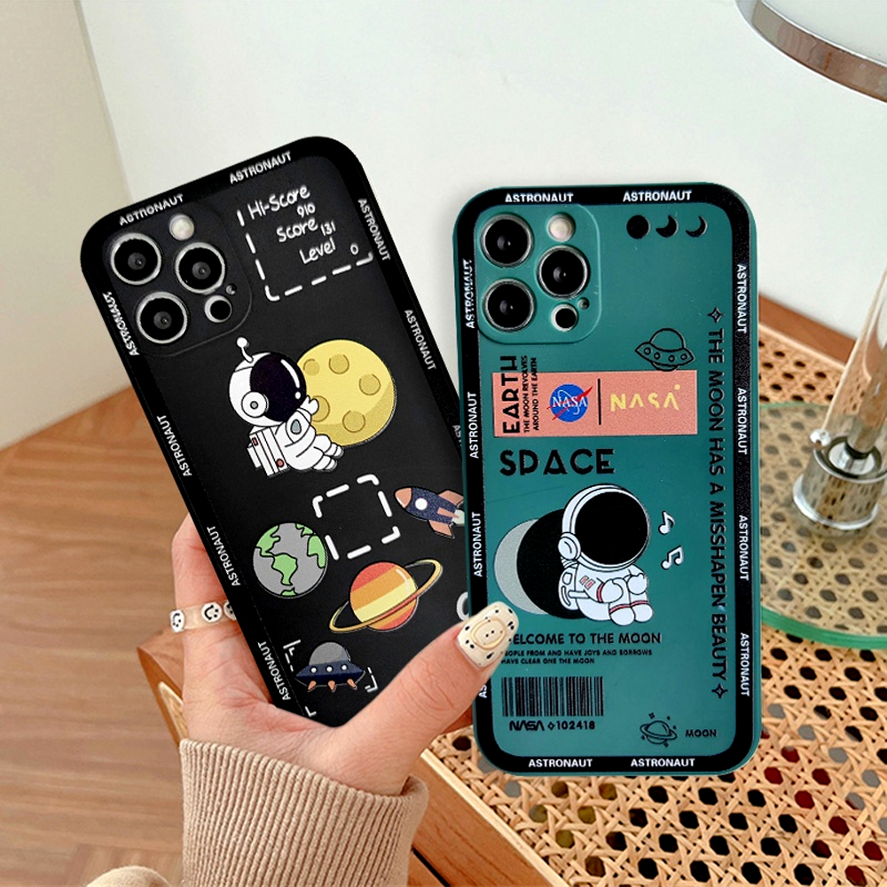 Casing Redmi A1 A2 Redmi Note 12 4G Case Cute Little Astronot Space Liquid Premium