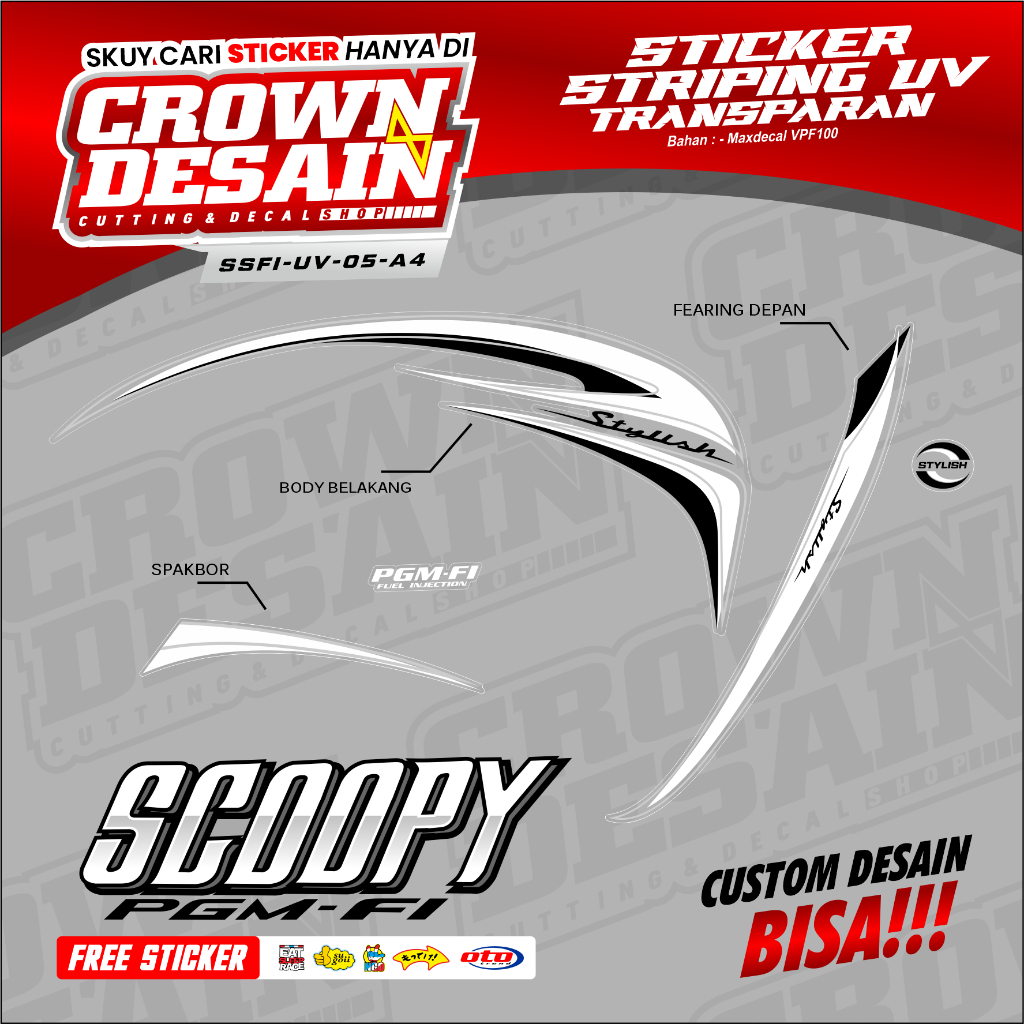 (COD)Striping UV Scoopy PGM FI Scoopy Stylish - Stiker Striping Lis Body Scoopy FI Desain Simple - S