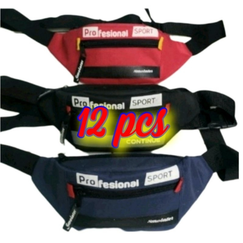 12pcs paket usaha tas BERKUALITAS waistbag pria wanita COD