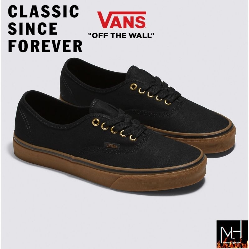 Vans Authentic Black Rubber Gum Classic Original 100%