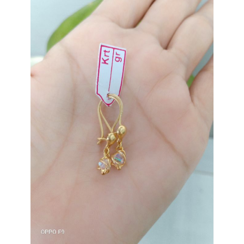 anting anak dn remaja perak lapis emas 22k