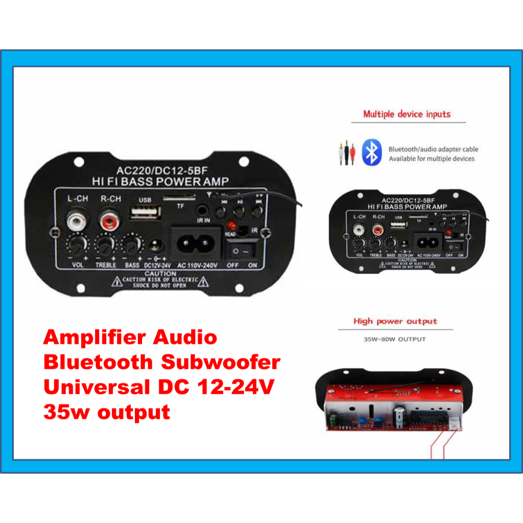 Amplifier Audio  Bluetooth Subwoofer Universal DC 12-24V – 1224