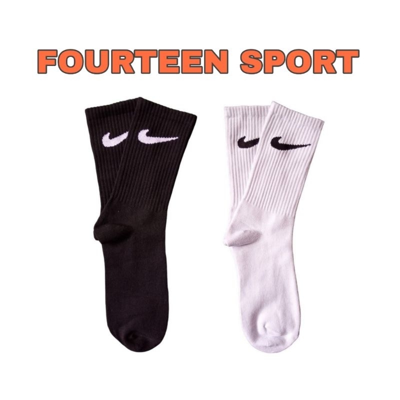 Kaos Kaki Nike Putih Hitam Cocok Untuk Sepak Bola Dan Futsal Panjang 3/4 (Setengah Betis) All Size